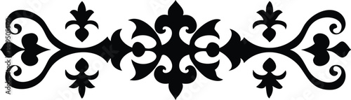 Elegant black floral ornament gracefully stretches across the stark white background, forming a lovely design
