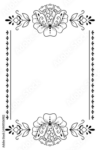 Frame in eastern tradition. Stylized with henna tattoos decorative pattern for decorating covers for book, notebook, casket, magazine, postcard and folder. Flower border in mehndi style.