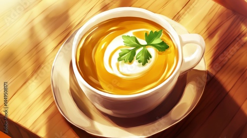 A Warm Bowl of Autumn Soup: Digital Art of a Delicious Dish