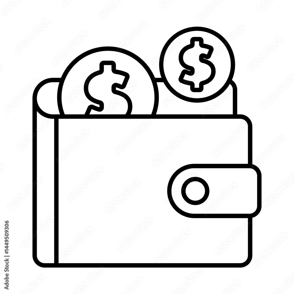 Outline Dollar Wallet Icon Outline Dollar Wallet Icon