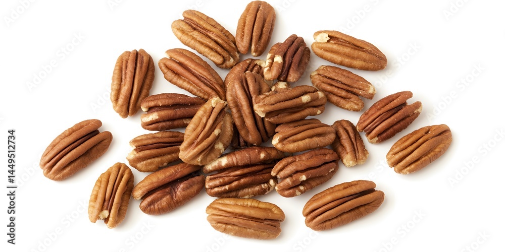 Obraz premium Pile of Delicious Pecan Nuts Isolated on White Background