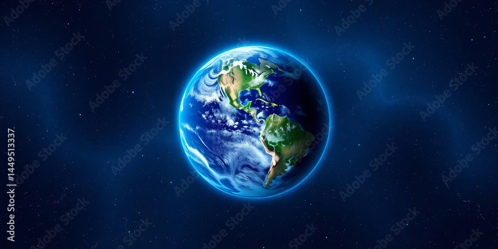 Fototapeta premium Digital illustration of Earth set against a backdrop of a star-filled universe
