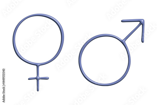 3d female and male gender identity icon Symbol used to represent sex and gender