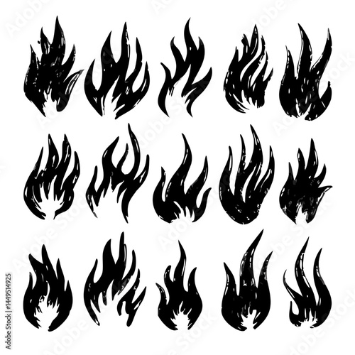 Fire flame silhouette vector flat design flame silhouette set fire flames vector icons

