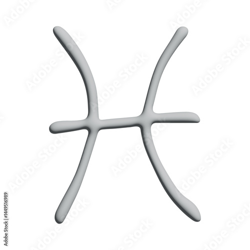 3d pisces zodiac sign Esoteric symbol Astrology clipart Element for design
