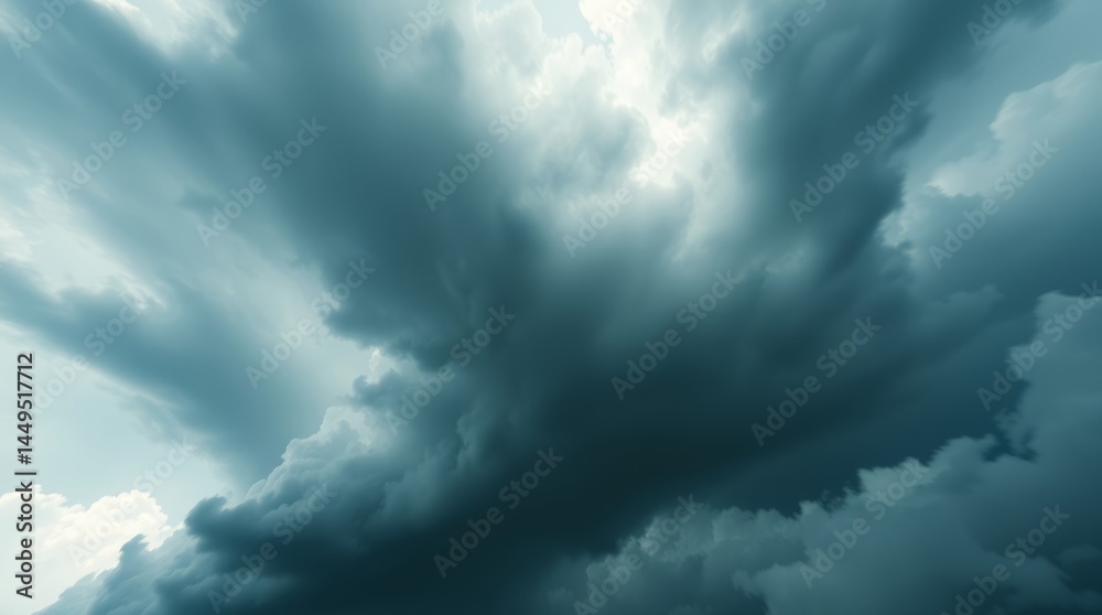 Obraz premium Stormy Sky: An ominous and dramatic image captures a swirling mass of dark, imposing clouds that loom overhead, filling the frame with an evocative sense of impending weather.