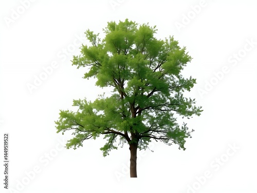 an image of a tree with green leaves on a white background, there is a tree that is standing in the middle of a field