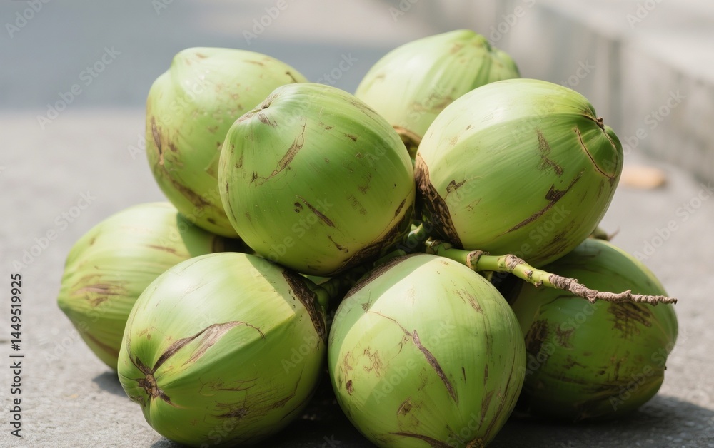 Green young coconut with various benefits for the body Green young coconut with various benefits for the body