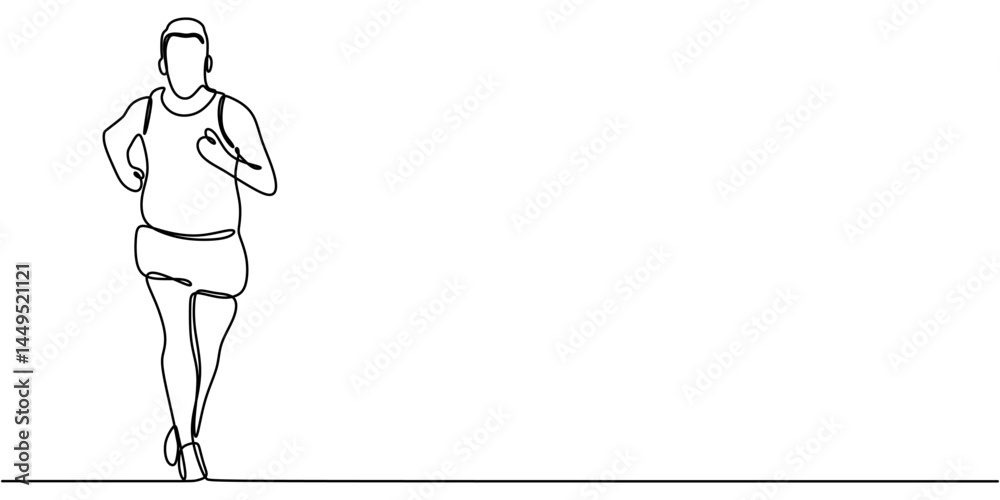 Fototapeta premium Continuous Line Drawing Jogger Action. Sport Fitness Minimal Vector Design.