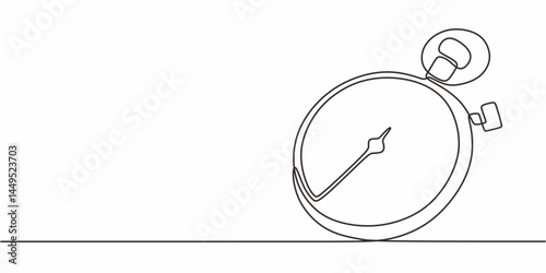 Continuous Line Art Timer Stopwatch Icon. Fitness Time Vector Graphic.