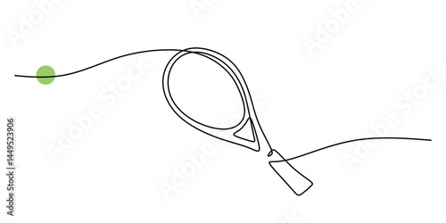 Single Line Minimalist Tennis Set. Sport Gear Vector Graphic.