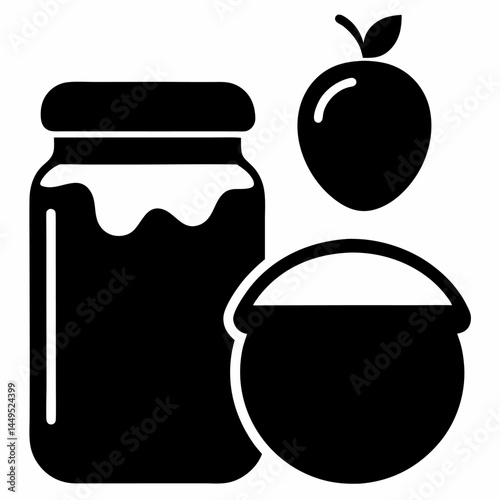 Jam, honey jar icon black vector on white background.