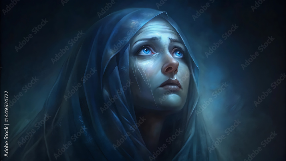 Biblical Character Portrait Close-Up Emotional Expression Spiritual Realism Biblical Character Portrait Close-Up Emotional Expression Spiritual Realism