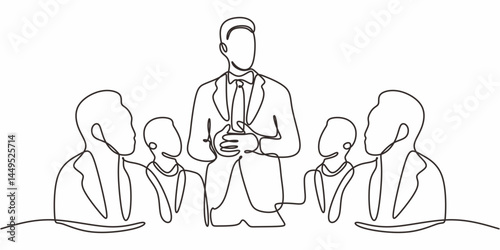 Single Line Drawing Professional Presenting. Public Speaking Minimalist Vector.