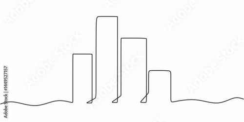 Continuous One Line Drawing Statistical Graph. Data Analysis Concept Vector Art.