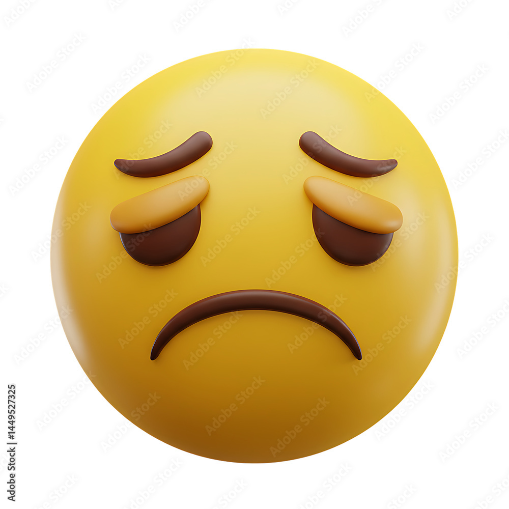 Fototapeta premium Sad emoji image download for social media posts and expressing feelings and emotions online use as icon on transparent background