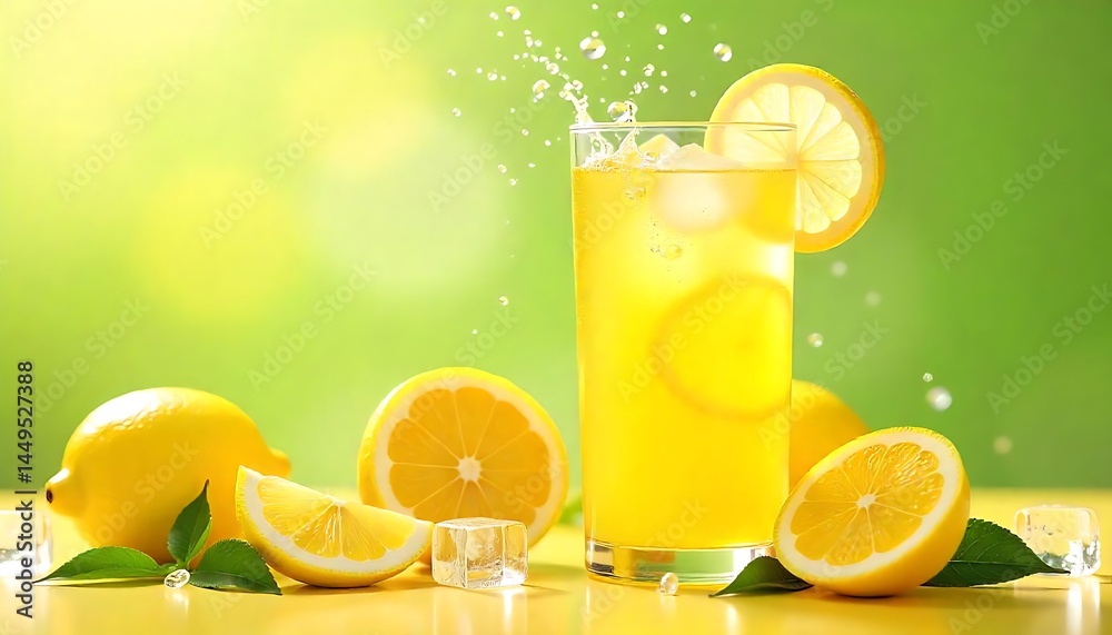 Refreshing Lemonade Drink with Ice and Lemon Slices Refreshing Lemonade Drink with Ice and Lemon Slices