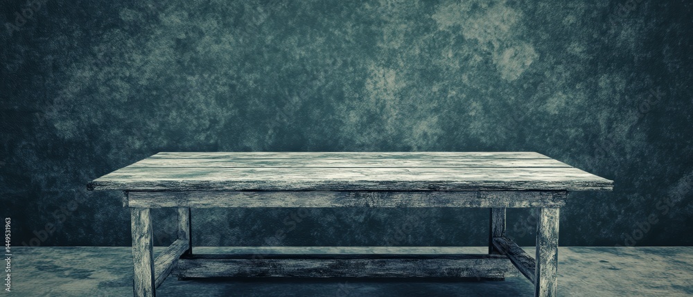 Rustic Table Against a Textured Backdrop Creates a Timeless and Versatile Visual Element for Design Projects