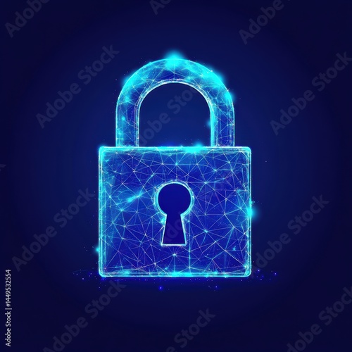 Obraz na płótnie Digital Lock Security System with Glowing Network Mesh for Data Protection and Cyber Safety w salonie