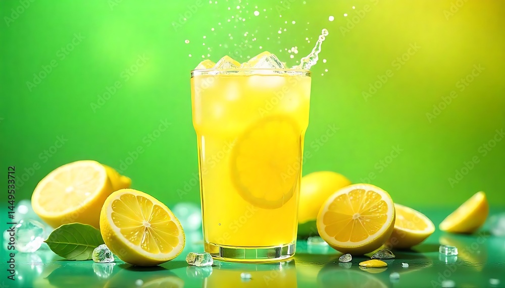 Refreshing Lemonade Drink with Ice and Lemon Slices Refreshing Lemonade Drink with Ice and Lemon Slices