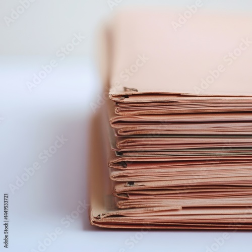 Obraz na płótnie Stack of Manilla Folders on White Table for Business or Office Work Background Concept w salonie