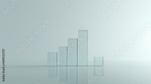 Obraz na płótnie Minimalist Glass Bar Chart Depicting Growth and Progression on a Reflective Surface w salonie