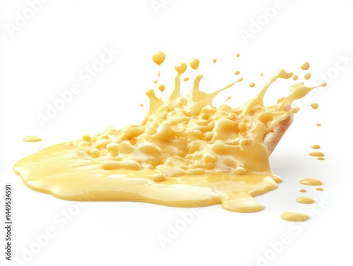Obraz na płótnie Delicious splash of yellow sauce on a food item against a pristine white backdrop in studio shot w salonie
