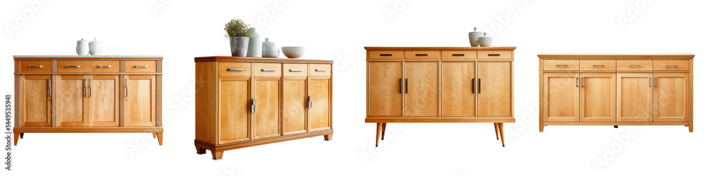 Fototapeta premium Collection of wooden furniture and storage cabinets for the home