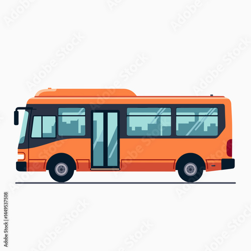 vibrant orange bus with open doors