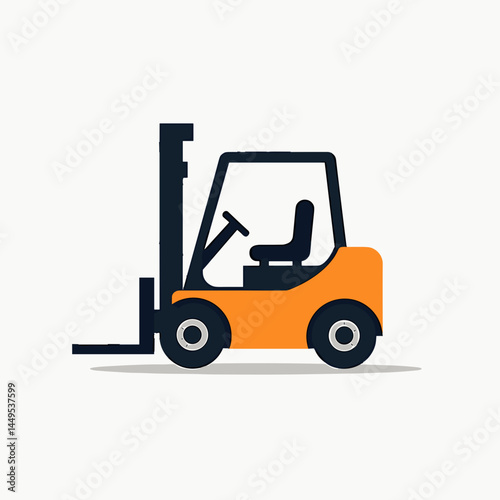 vibrant orange forklift with black seat  industrial lifting equipment