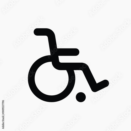 wheelchair icon with handicap symbol  black and white vector illustration