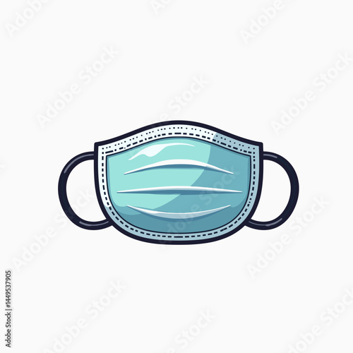 covid face mask illustration with blue stripes
