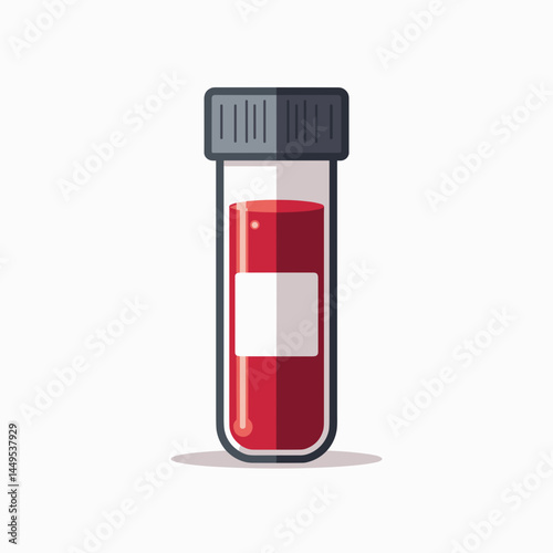 red blood test tube with white label