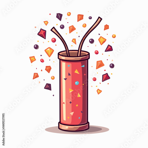 colorful candy in red container with straws