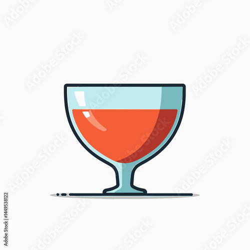 vibrant red wine glass icon with blue stem