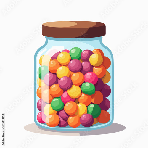 vibrant gumballs in jar  colorful candy collection