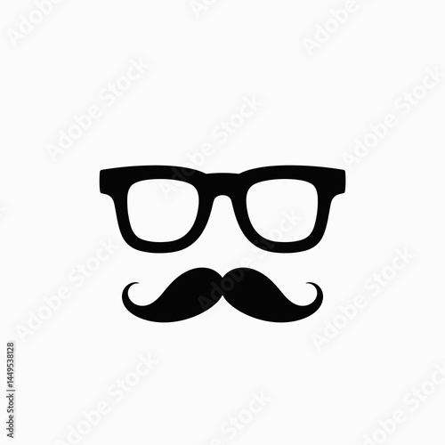 vintage black and white glasses mustache icon