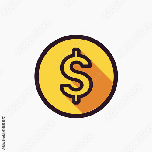 vibrant yellow dollar sign icon with shadow effect