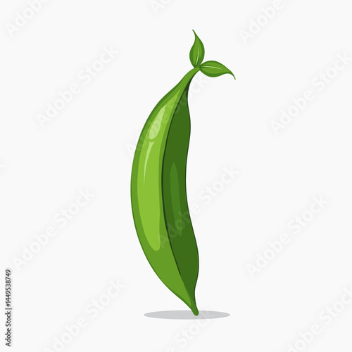 vibrant green edamame pod with leaf  fresh vegetable stock image