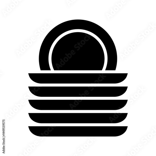 Clean dishes icon set, shiny plate stack, for mobile concept and web design. vector illustration on white background