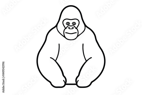 gorilla sitting line drawing icon