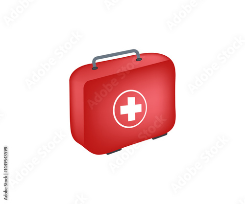 3D First Aid Kit Bag Medical Emergency Box Vector Illustration Isolated 