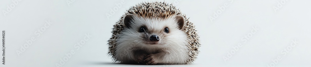 Fototapeta premium Cute hedgehog poses on white background. Studio shot