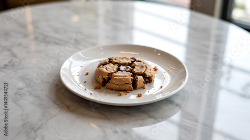 Indulge in this delicious gooey chocolate chip cookie perfect afternoon treat photo