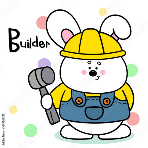 builder kawaii bunny rabbit job cartoon