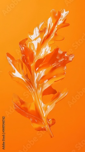 Stunning Orange Leaf Design: A Vibrant Abstract Botanical Illustration