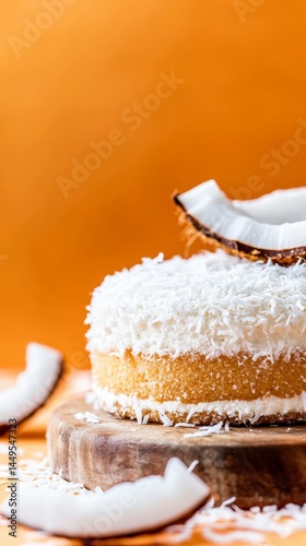 Exquisite Coconut Cake with Fresh Coconut Flakes