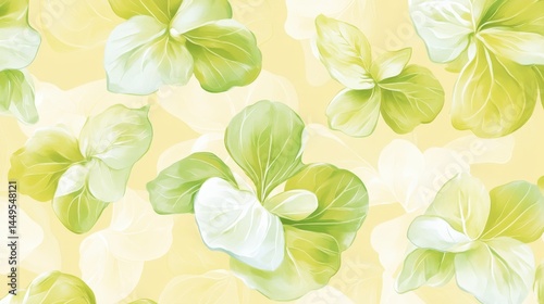 Delicate Pastel Green Floral Leaf Print Design for Home Decor