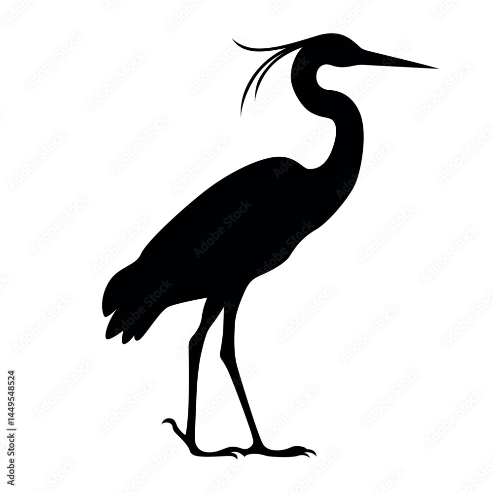 Obraz premium Standing heron bird silhouette graphic vector
