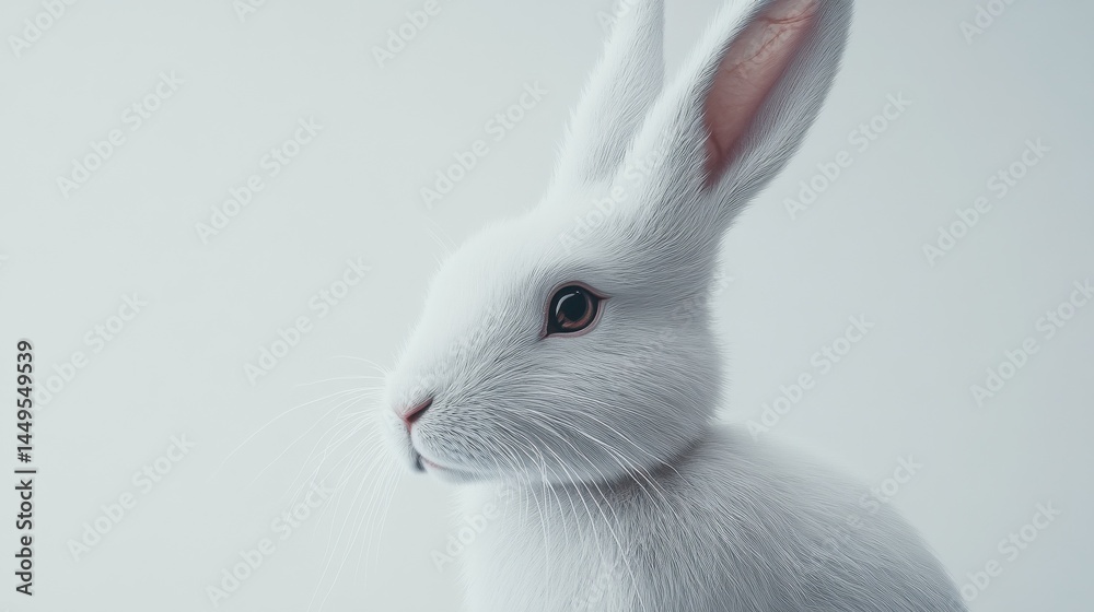 Obraz premium White rabbit portrait. on white background